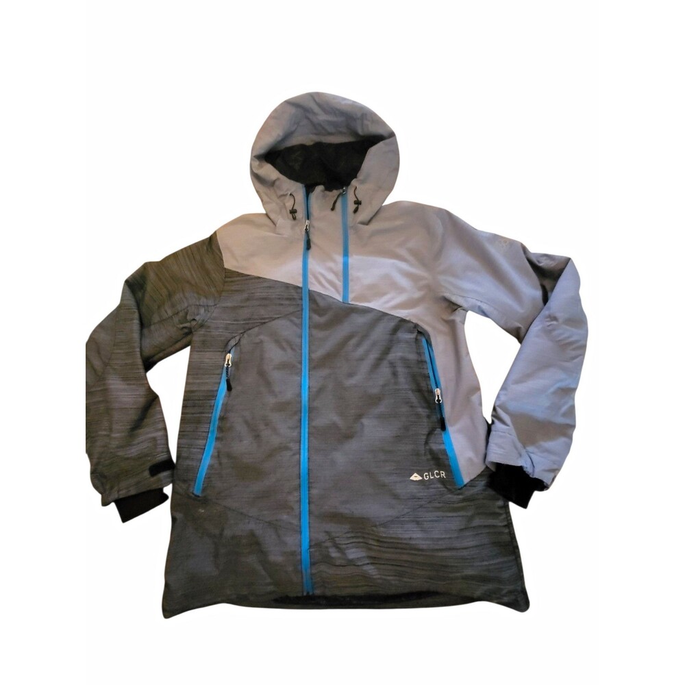 686 GLCR Helix Thermagraph Men's Ski Jacket L Gray/Blue Hooded Full Zip